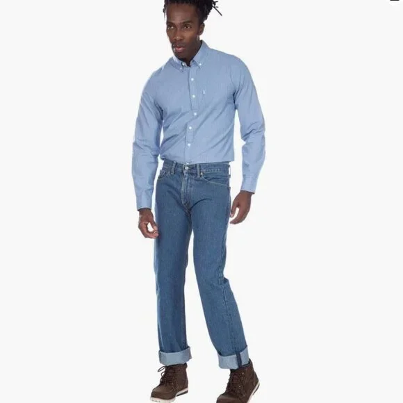 Levi's Men's 505 Regular Fit Jeans - Medium Stonewash, 29W x 32L - WORN ONCE - Picture 3 of 9